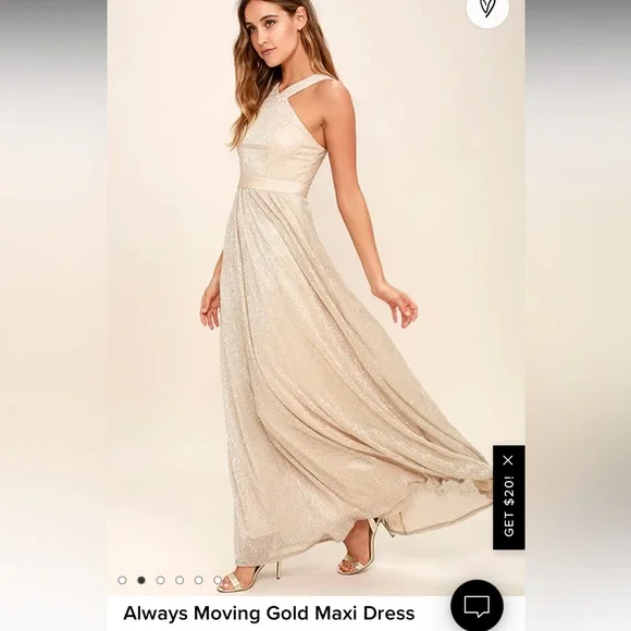 Lulu’s Always Moving Gold Dress - Picture 2 of 8